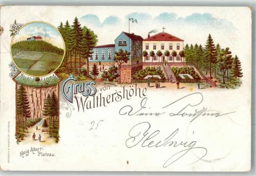 09468 O9307 Geyer 1900 Lithographie Walthershöhe Gasthaus Walthershöhe König Albert-Plateau