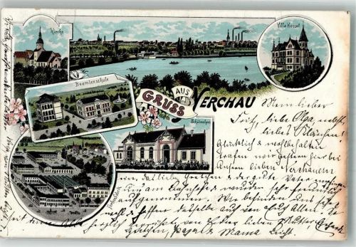 Nerchau 1901 Beamtenschule Farbenfabrik Schützenhaus Villa Hessel