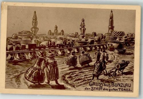 Bunzlau 1917 Feldpost WK I Tonkrüge vermenschlicht