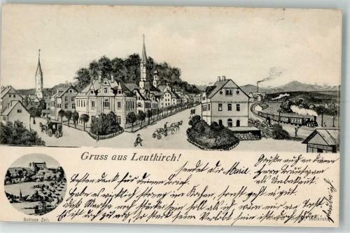88299 W7970 Leutkirch im Allgäu 1905 - Dreifaltigkeitskirche Eisenbahn Schloß Zeil