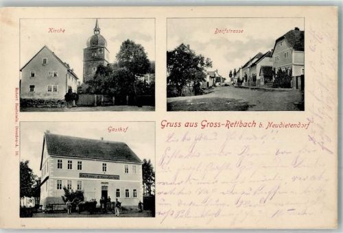 Neudietendorf 1913 Gross-Rettbach Gasthaus Dorfstraße Kirche