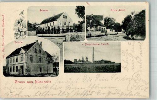 Nünchritz 1905 Schule Fabrik v. Heyd