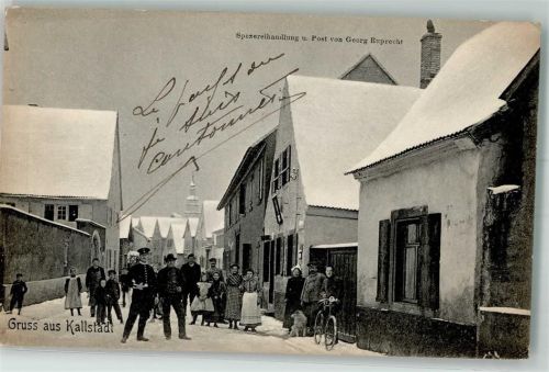 Kallstadt Ortsstraße Hund Fahrrad Winter