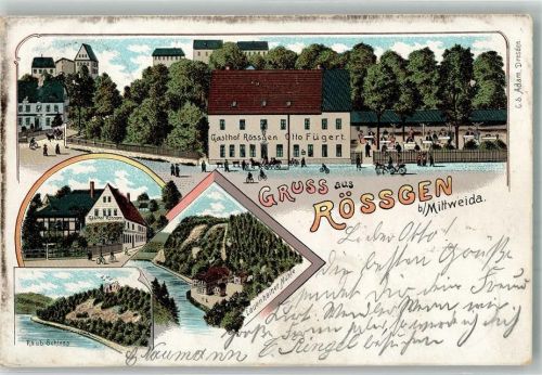 Mittweida 1899 Rössgen Gasthaus Rössgen Lauenhalder Mühle Raubschloß