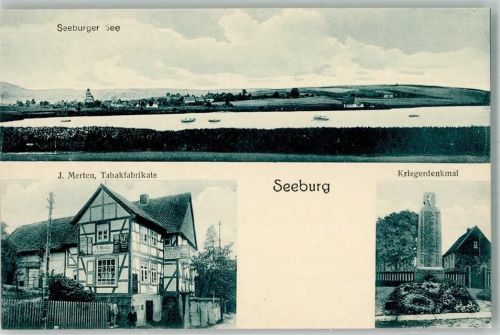37136 W3401 Seeburg , Niedersachs - Seeburger See Merten Tabakandel Kriegerdenkmal