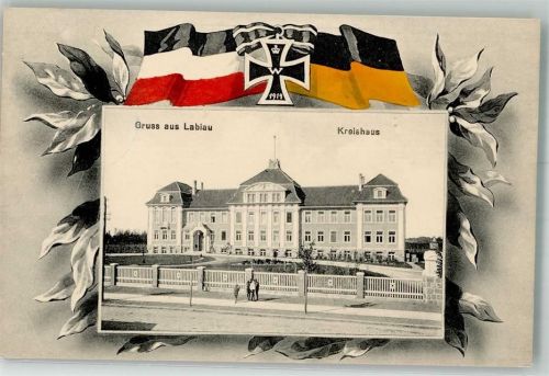 Labiau 1916 Fahne Schwarz-Weiß-Rot Orden Kreishaus Feldpost Lanst.Inf.Ausb.Bat. 18