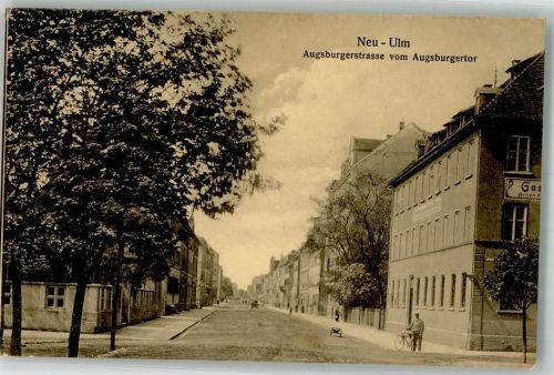 Neu-Ulm 1913 Augsburgerstraße Augsburgertor Fahrradfahrer
