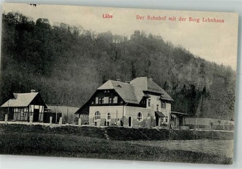 Lähn 1912 Bahnhof Burg Lehnhaus