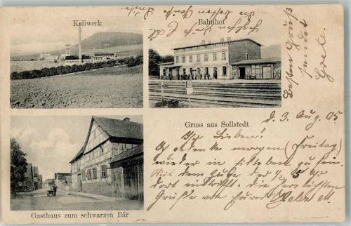 Sollstedt 1905 Kaliwerk Bahnhof Gasthaus zum schwarzen Bär