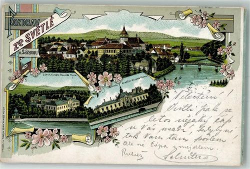 Svetlá nad Sázavou Swietla ob der Sasau Lithographie Schloss