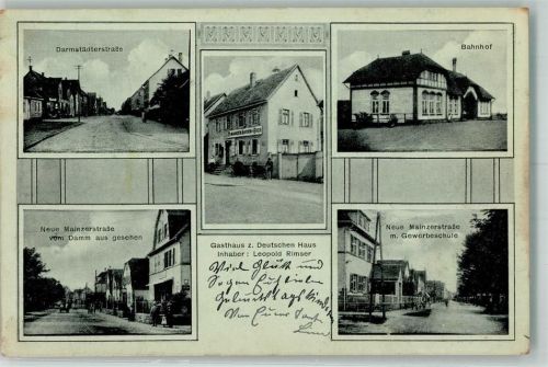 Bischofsheim Darmstädterstraße Bahnhof Gasthaus zum Deutschen Haus Neue Mainzerstraße Gewerbeschule