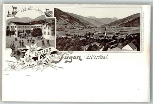 6263 Fügen Lithographie Gasthaus zuir Post