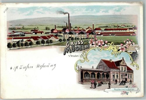 01809 O8312 Mügeln Lithographie Gasthaus zur Börse