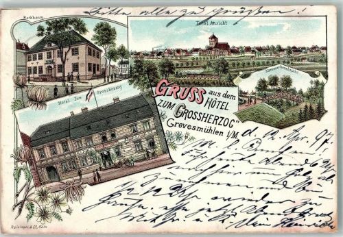 Grevesmühlen 1897 Hotel zum Großherzog Rathaus Kammerherrnbrücke