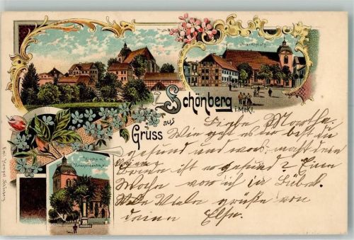 Schönberg 1902 Kirche Kriegerdenkmal Marktplatz
