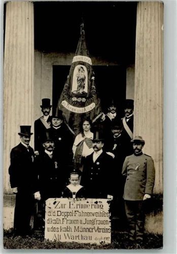 Alt Warthau 1912 Fahnenweihe der kath. Frauen und Jungfrauen und des kath. Männervereins