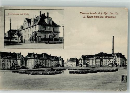 Graudenz 1916 Kaserne Landw- Inf. Regiment Nr. 101 Feldpost WK I