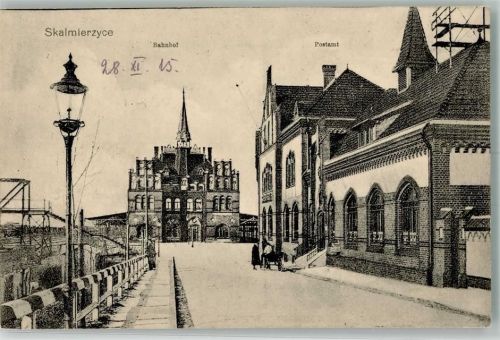 Neu Skalmierschütz 1915 Bahnhof Postamt Feldpost WK I