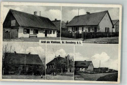 Rosenberg Susz 1939 Foto AK Windenau Gasthaus Kolloch Geschäft Tannebaum Zollhaus Schule