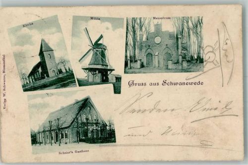 Schwanewede 1903 Gasthaus Schnier Windmühle Mausoleum