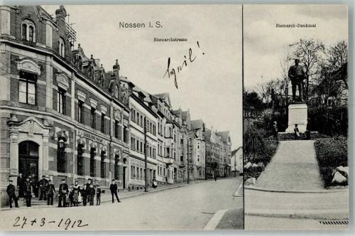 Nossen 1912 Bismarckstraße Bismarckdenkmal