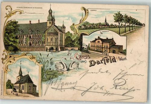 Darfeld Schloß Erbdroste zu Fischering Schwanenteich Bahnhof