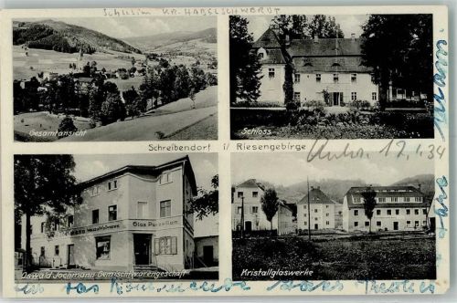 Schreibendorf 1934 Schloss Handlung Gemischtwaren Kristallwerke