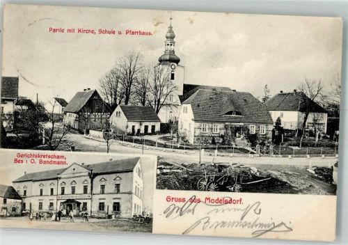 Modelsdorf Kirche Schule Pfarrhaus Gasthaus Gerichtskretscham