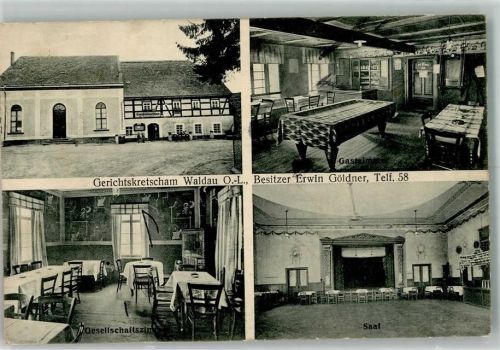 Waldau / Oberlausitz 1930 Gasthaus Gerichtskretscham Billard