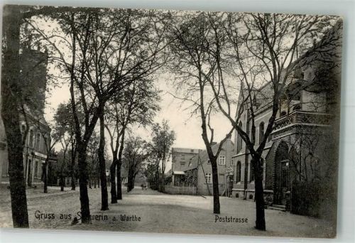 Schwerin a. Warthe Skwierzyna 1909 Foto AK Poststrasse