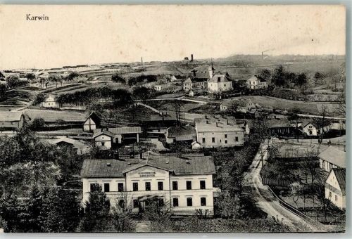Langenhof Karwiniec Foto AK Kirche Bergverwaltung Zeche