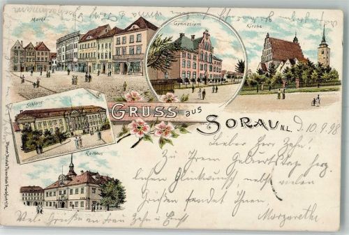 Sorau 1898 Kirche Schloss Rathaus Marktplatz