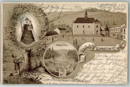 Male Svatonovice Klein Schwadowitz Lithographie Kirche Maria Park