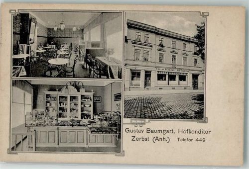 Zerbst 1925 Hofkonditorei Baumgart Gaststube Kuche-Theke