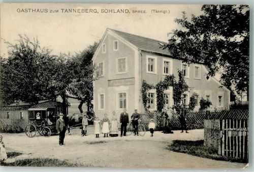 Sohland 1908 Gasthaus zum Tanneberg Kutsche Fahrrad