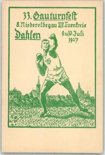 Dahlen 1927 33. Gauturnfest 1927 8. Niederelbegau XIV. Turnkreis Weitwerfer