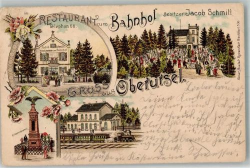 Oberursel 1897 Gasthaus zum Bahnhof Garten Bahnhof Kriegerdenkmal