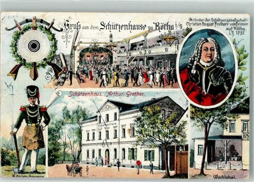 Rötha 1322 Gasthaus Schützenhaus zu Rötha Ballsaal Gründer Chr. August Freiherr von Friesen auf Rötha Inflationsporto