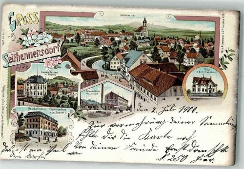 Seifhennersdorf 1900 Gemeindeamt Holzfabrik Appelt Villa Jentsch Papierhandlung Lidner