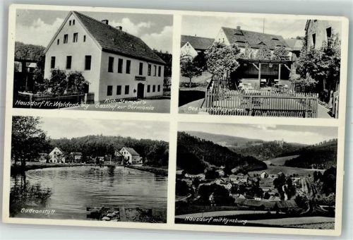 Hausdorf Jugow 1939 Foto AK Gasthaus zur Germania Schwimmbad Kyrnsburg