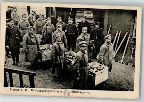 Crossen a.d. Oder 1916 Feldpost WK I Brotausgabe Kriegsgefangenenlager Uniform