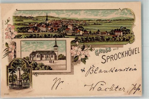 Sprockhövel 189 Lithographie Kath. Kirche Denkmal