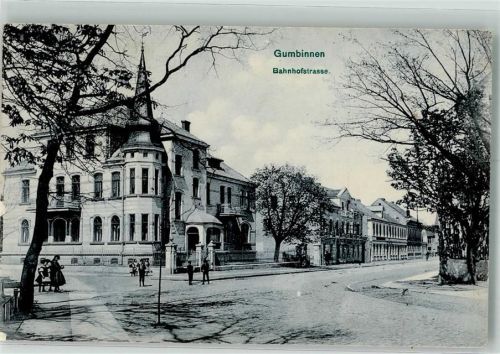 Gumbinnen Gussew 1911 Foto AK Bahnhofstrasse