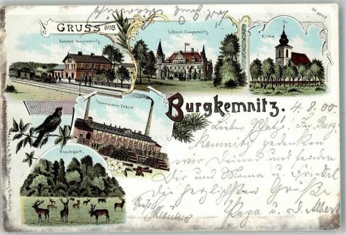 Burgkemnitz 1900 Amsel Tonwarenfabrik Hirschpark Bahnhof Schloß Burgkemnitz