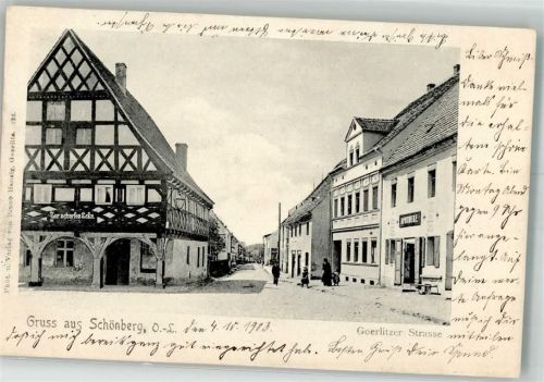 Schönberg 1903 Goerlitzer Straße Apothekegast zur scharfen Ecke