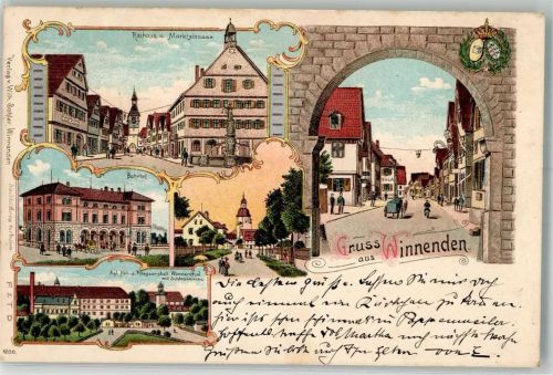Winnenden 1904 Kgl. Heil- und Pflegeanstalt Bahnhof Rathaus Marktstraße
