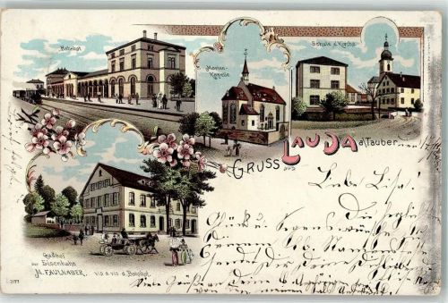 Lauda 1898 Marien-Kapelle Gasthaus zur Eisenbahn Bahnhof