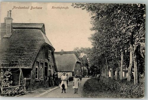 26969 W2890 Burhave , Kr Wesermarsch 1919 - Kirchhofstraße Reetdachhäuser