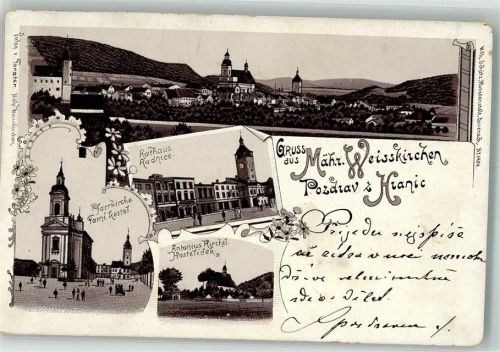 Hranice nad Morave 1895 Rathaus Kirche Vorläufer Mährisch Weißkirchen