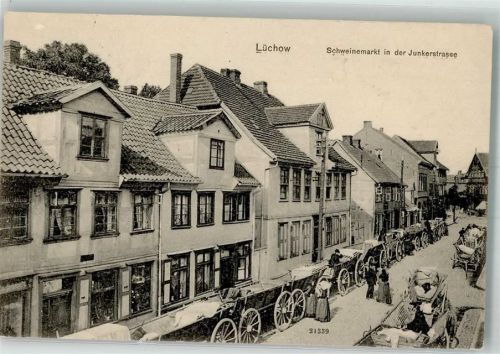 Lüchow 1907 Junkerstraße Schweinemarkt Fuhranhänger